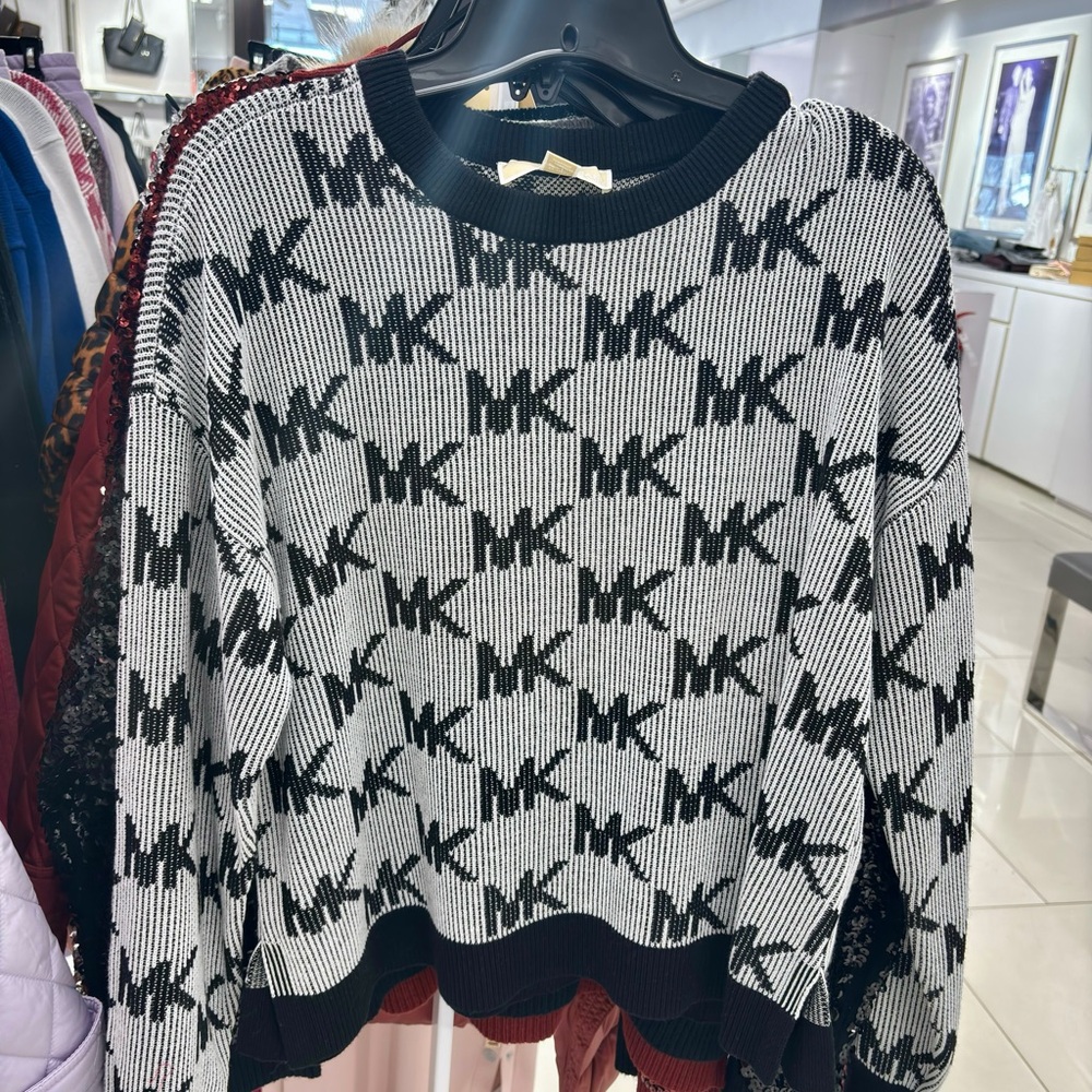 NWT Michael Kors  Logo Jacquard Knit Sweater Size XS